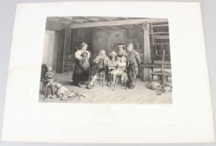 AFTER CARL SCHLOESSER (1832-1914) 'Le Premiere Chope' lithograph by DURAND unframed 27.5 x 39cm