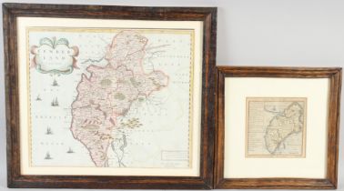 ROBERT MORDEN 'Cumberland' hand coloured engraved map 35 x 42cm and another 18th century map of