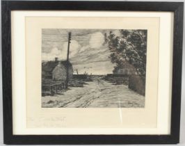 ACHTON FRIIS (1871-1939) Coastal path and buildings etching signed and inscribed in pencil signed