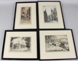 GRAHAM BELL Landscape with farm buildings etching signed and inscribed in pencil 15 x 21cm