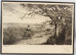 EMIL VAUCANU Harvesting drypoint signed and inscribed in ink 'A Monsieur Alfred Boll affectiane