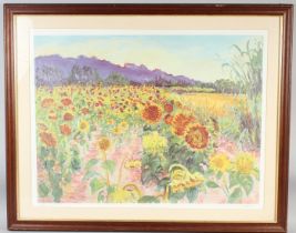 FREDERICK GORE (1913-2009) Landscape with sunflowers colour print 11/250 signed in pencil 60 x 79cm