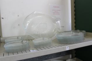 A good set of glass fish shaped plates and dishes.
