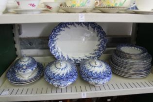 A shelf of Matlock china part dinner service.