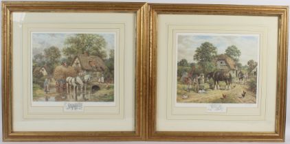J L CHAPMAN Countryside scenes pair of colour prints with printed remarques signed in pencil 28 x