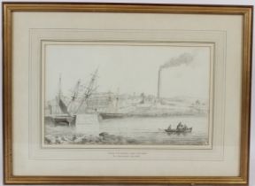 R J HORNBROOK (c.1783-1856) 'Sailing Craft alongside a Quay at Devonport' ink and wash Parker