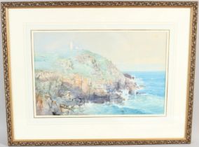 GEORGE WOLFE (1834-1890) Coastal scene with lighthouse watercolour signed (under the mount) 31 x