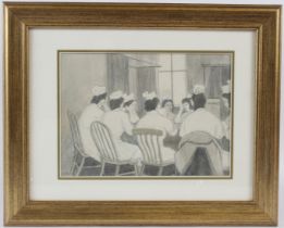 HUBERT ARTHUR FINNEY (1905-1991) 'Nurses at Royal Berkshire Hospital Reading 1945' pencil and wash
