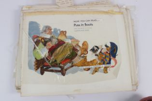 ERIC KINCAID (1931-2023) Artwork for book illustrations 'Puss in Boots' and an Alphabet book