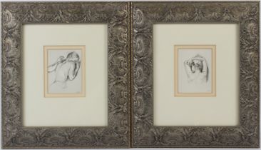 FRANCINE VAN HOVE (1942-2025) Female studies pair of prints 12.5 x 9.5cm (2)