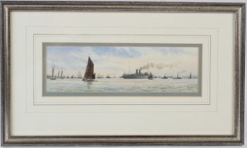 COLIN M BAXTER (b.1963) 'The Thames off Tilbury c.1910' watercolour signed artist's card verso 7.5 x