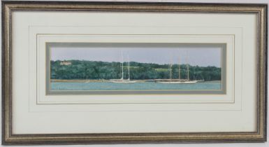 COLIN M BAXTER (b.1963) 'Atlantic Challenge Schooners off East Cowes' watercolour signed artist's