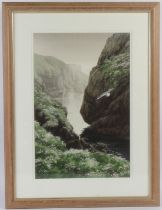 NAOMI TYDEMAN (20TH-21ST CENTURY) Coastal view with cliffs watercolour signed 54 x 35cm