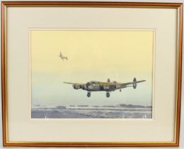 BARRY K BARNES 'Avro Lancaster' watercolour artist's card verso 26 x 36cm
