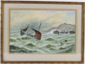 MARITIME SCHOOL (19TH CENTURY) Fishing boat entering harbour watercolour inscribed and signed