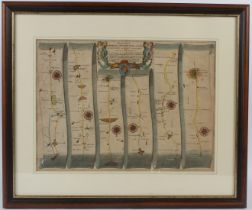 JOHN OGILBY (LATE 17TH CENTURY) 'The Road from London to Chichester' hand coloured engraved strip