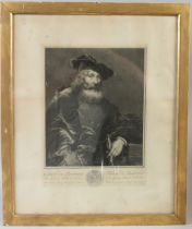 PIETER TANJE AFTER REMBRANDT Portrait of a bearded man engraving 32.5 x 24.5cm