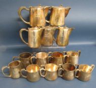 Mappin & Webb silver plate teapot, water pot, sugar bowl, cream jug etc, all engraved College of