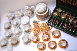 Quantity of 20th century Japanese export china, an Epiag Czechoslovakian gold coffee set, both