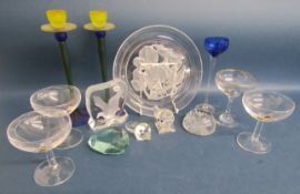 Glassware includes T Yamamoto glass flower plate, Cristal D'Arques eagle & Edinburgh crystal