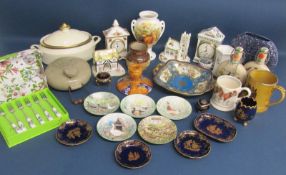 Portmeirion Botanic Garden clock and forks, Minton tureen, Royal Albert Old Country Roses clock,