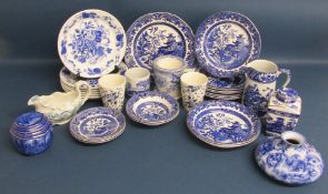 Blue & white ceramics includes Portmeirion Harvest Blue plates, Burleigh Ware Willow plates, bowls &