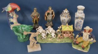 Mixed group, including a Jemma Holland parrot, Will Watch reproduction Staffordshire portrait