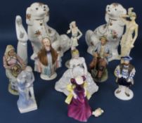 Mixed selection of ceramics including figurines and Staffordshire dogs