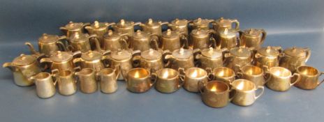 Elkington plate tea for one pieces, hot water pots, teapots, milk jugs, sugar bowls, all engraved