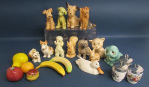 Sylvac animals includes dogs, cat, rabbit, squirrel and duck, also ceramic fruit and Royal Worcester