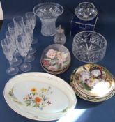 Various items of lead crystal and glass items including Gleneagles Aria squat bowl, vase, bowl,