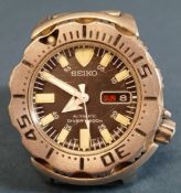 Seiko Monster automatic stainless steel scuba diver's watch 7S26-0350, black dial with day date