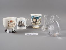 A collection of Wedgwood limited edition glass tankards, goblets etc, 1977 Jubilee, Haileys Comet