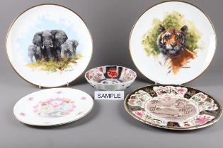 A pair of David Shepherd limited edition plates, six Valentine's plates, six Masons ironstone