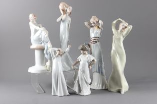 Four Royal Doulton Reflection figures: "Windswept", "Allure", "Perfume", and "Flirtation" and two
