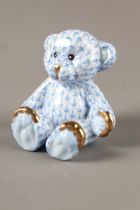 A Herend blue scale seated teddy bear, 3" high