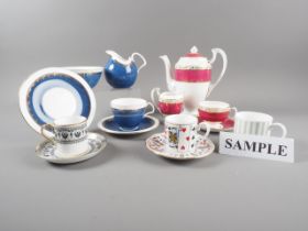 A Foley bone china powder blue and gilt decorated part tea service, a Grosvenor bone china pierced