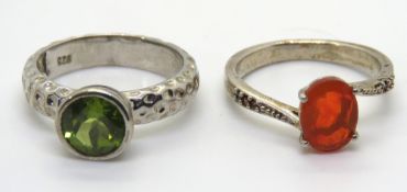 Two silver rings, size J/K.