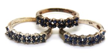 Three silver rings, size K/L.