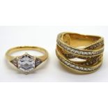 Two silver rings, size K/L