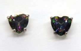 A pair of silver heart shaped stud earri