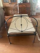 An Edwardian iron framed bed, new base, 195 x 90, headboard 115cm high.