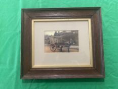 A vintage postcard 'Coming from the fair' in good oak frame, beilieve Irish origin, 29 x 25cm.