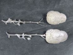 A pair of late 19th / early 20th century Chinese export serving spoons, one a/f,