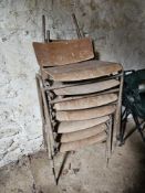 Seven mid century stacking chairs a/f.