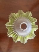A frosted and frilled glass lampshade, 26cm dia.