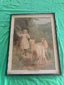 Print; Stray Lambs, framed, 73 x 56cm.