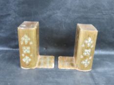 A pair of antique Baroque Revival Italian giltwood bookends in the form of books.