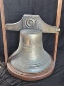 A cast brass ships bell engraved 'Royal Adelaide 1849' upon.