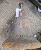 A cast steel bell dated 1862 made by and cast in proud relief Naylor Vickers & Co Sheffield.